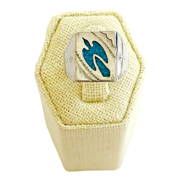 Three (3) *Men's Variety Turquoise Onyx Coral Ring Lot (sz 8.5) - Picture 2 of 7